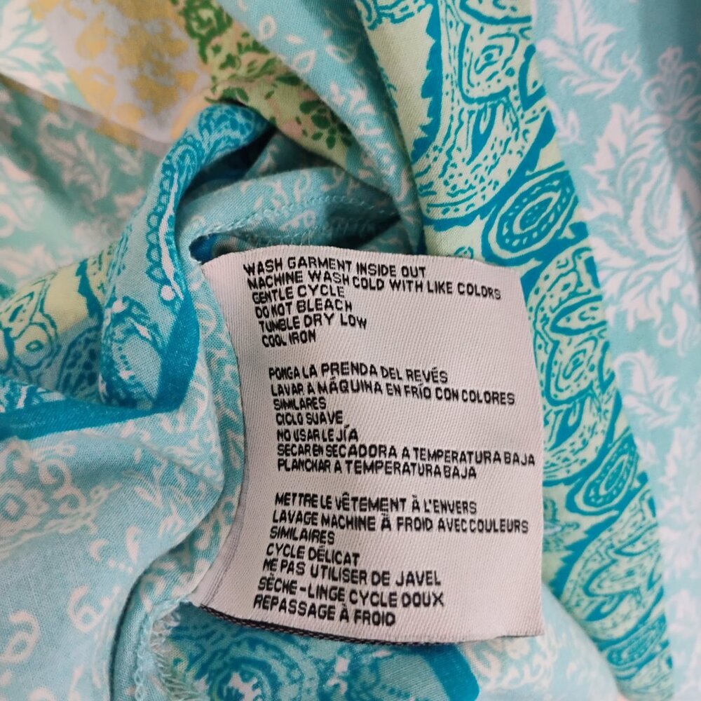 Simply Noelle Boho Paisley Tunic Top L/XL Teal Green - Picture 3 of 5